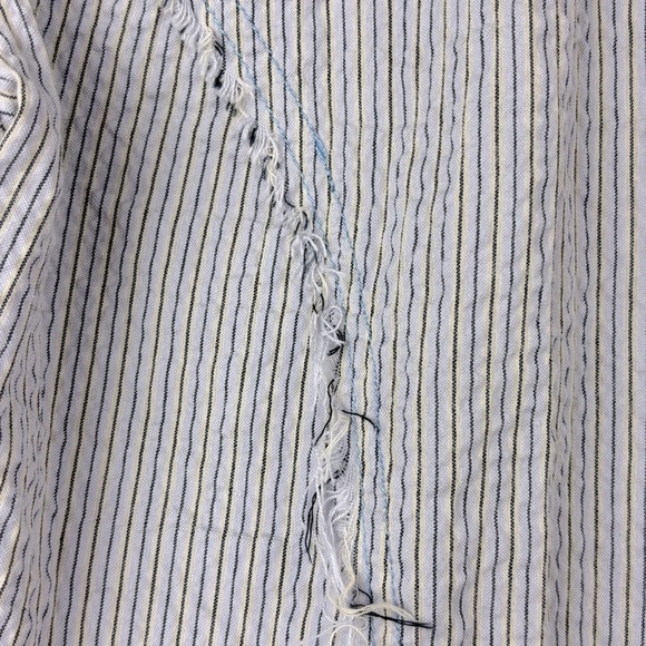 Free People We The Free Annabelle Button front Blue Striped Blouse Size L Boho - Picture 8 of 13